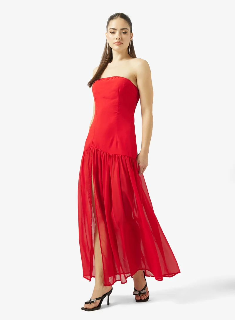 Ginger Bandeau Drop Waist Maxi Dress